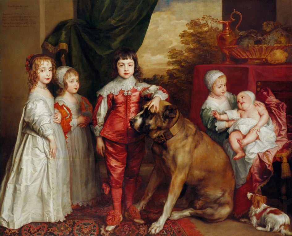 One of the paintings guests recreated as a tableau vivant with their dogs.