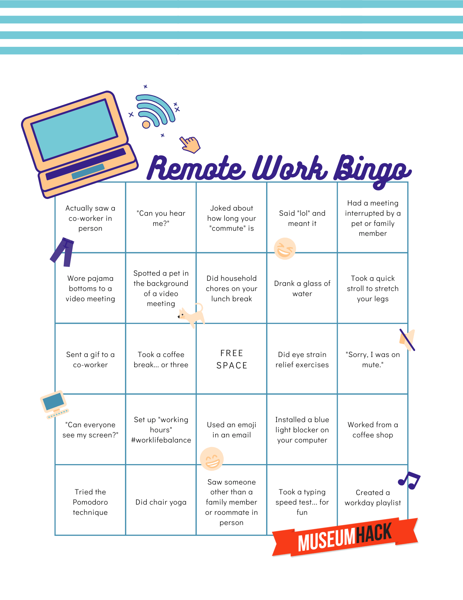 online team building bingo template